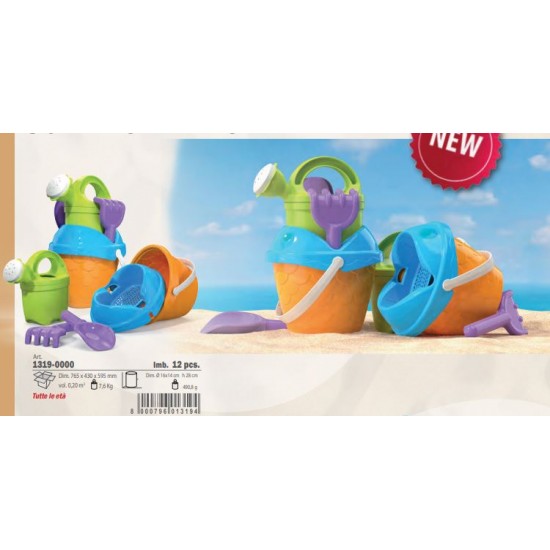 Balde praia c/ acessórios 16*14*28cm 1319