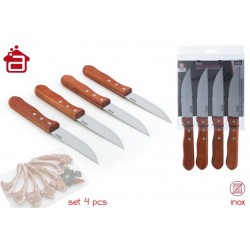 Conjunto 4 facas cabo madeira 17536