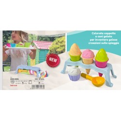 Conjunto de 3 cones e cupcakes c/colher e bancada 15*31cm 3403
