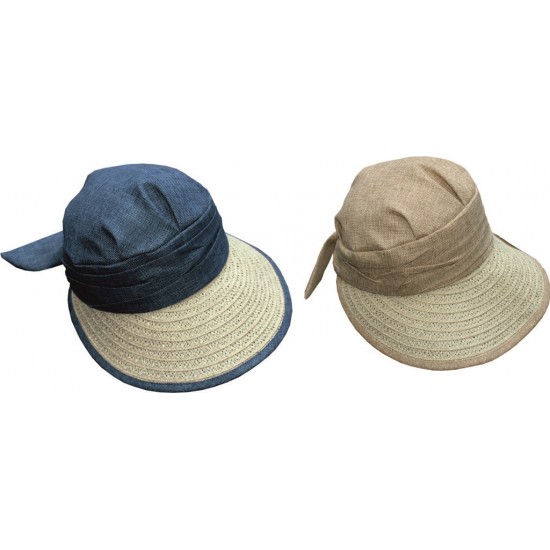 Chapeu senhora c\pala combinado e laço 4404