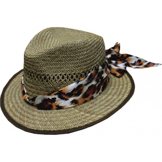 Chapeu senhora de palha estilo indiana c/ fita 4406