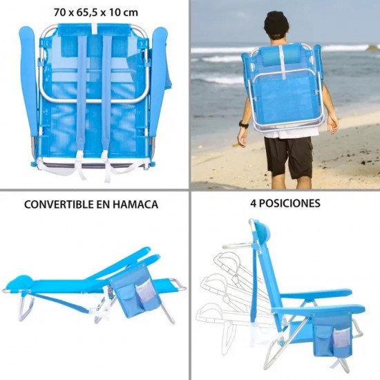 Cadeira baixa alumínio 61*47*80cm posições 702136
