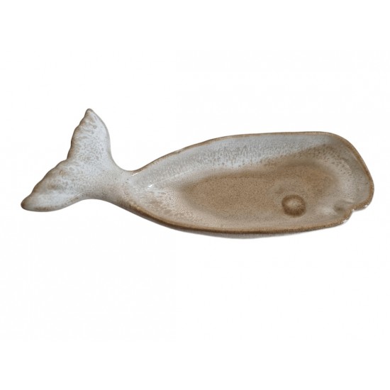 Cor Pastel - Baleia em louça areia 20*6.5*3cm as1036-20