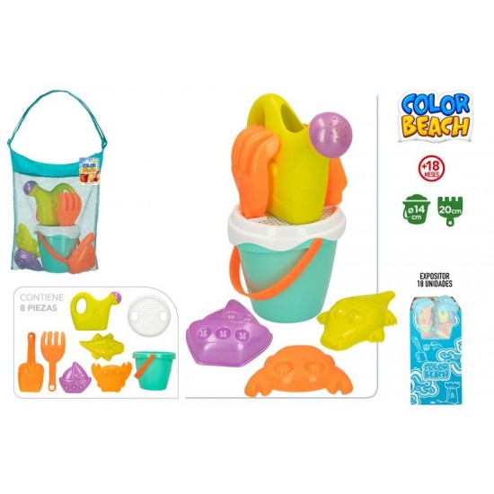 Balde de Praia liso c/ acessórios e saco 14cm - 49271