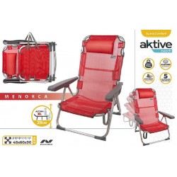 Cadeira de alumínio vermelha c/ posições (48x60x90) - 62634