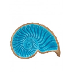 Peça madeira azul travessa concha  22,5*17,5*5cm - 24F509A