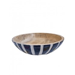 Peça madeira riscas tigela 27,5*27,5*6,5 - 25A0089B - Apenas 2 und