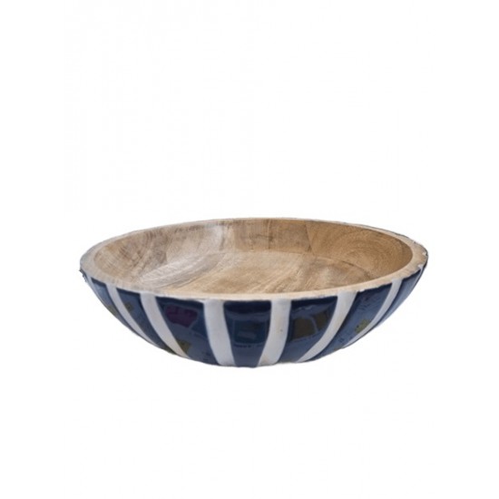 Peça madeira riscas tigela 27,5*27,5*6,5 - 25A0089B - Apenas 2 und