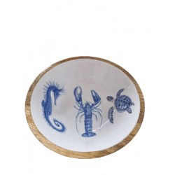 Peça madeira fauna marinha tigela 29,5*29,5*10cm - 25A0210C
