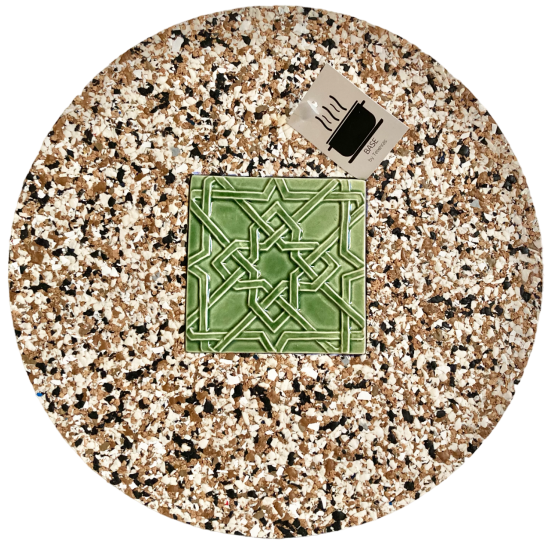 Base cortiça reciclada redonda c/ azulejo d26cm BASEGR1