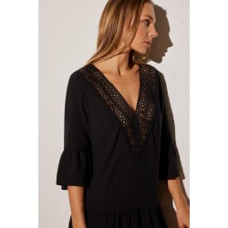Túnica preta c/ renda - 85946