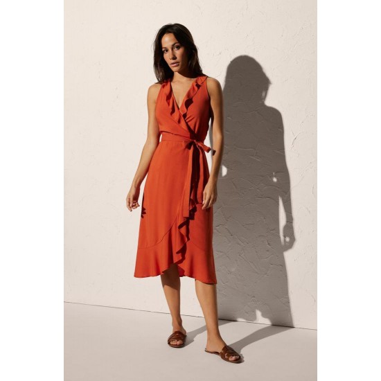 Vestido senhora laranja de alças S-L - 86022