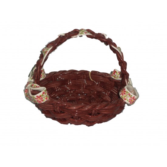 Cesta c\asa artesanato  português c\laço 28 cm azul 165